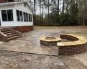Steps , pavers, fire pit and seating wall 
