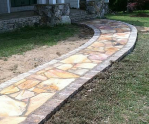 Our stonemasons  can come up with unique design for your patios and walkways in a variety of natural stone types. 